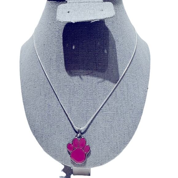 Coach - Paw Print pendant with .925 silver chain, EUC, fuchsia - Picture 2 of 6